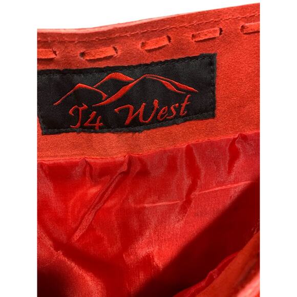 Size 3X T4 West Red Suede Midi Skirt Fringed Western Dance Rodeo - Picture 5 of 11